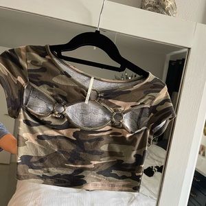 Army shirt crop top